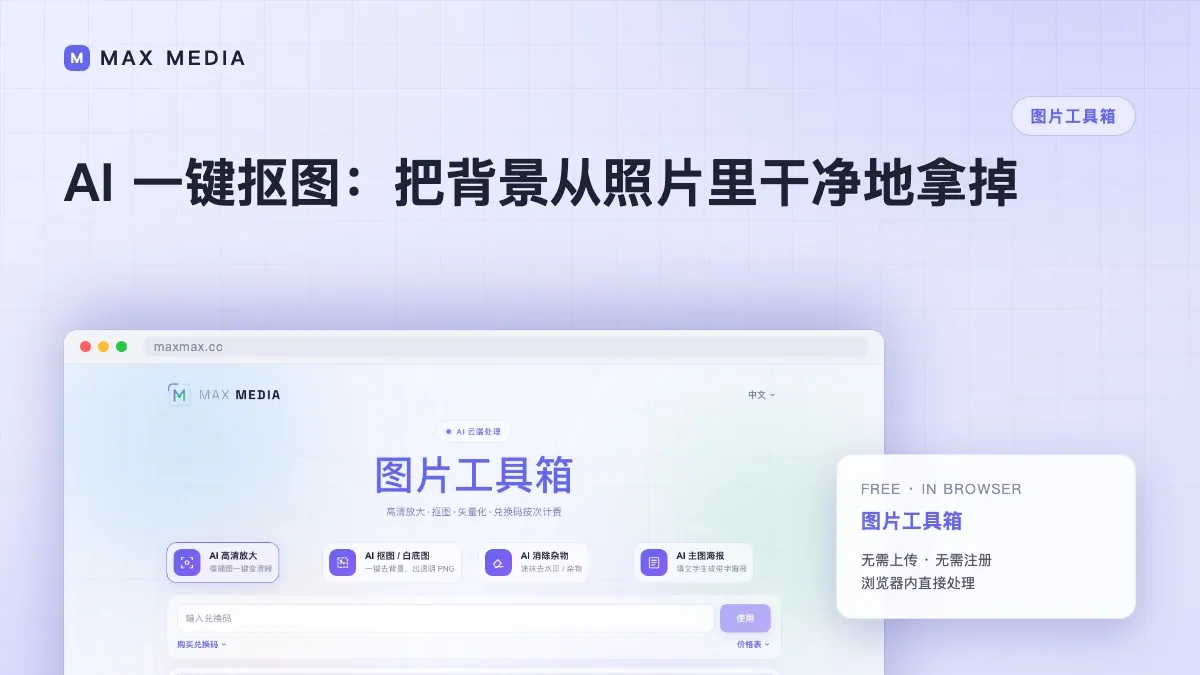 AI 一键抠图:把背景从照片里干净地拿掉